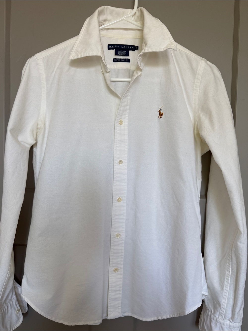 Ralph Lauren 100% Cotton Button-Down Shirt with Polo Player Embroidery